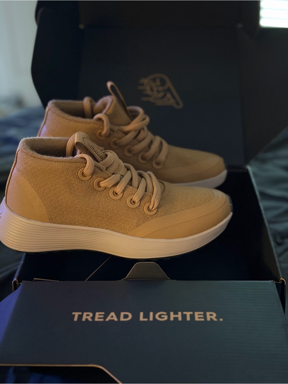 Allbirds Tan High-Top Sneakers with White Sole 5W NOT COLE HAAN